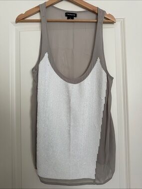 Trouve Taupe Tank with White Mesh Front Panel
